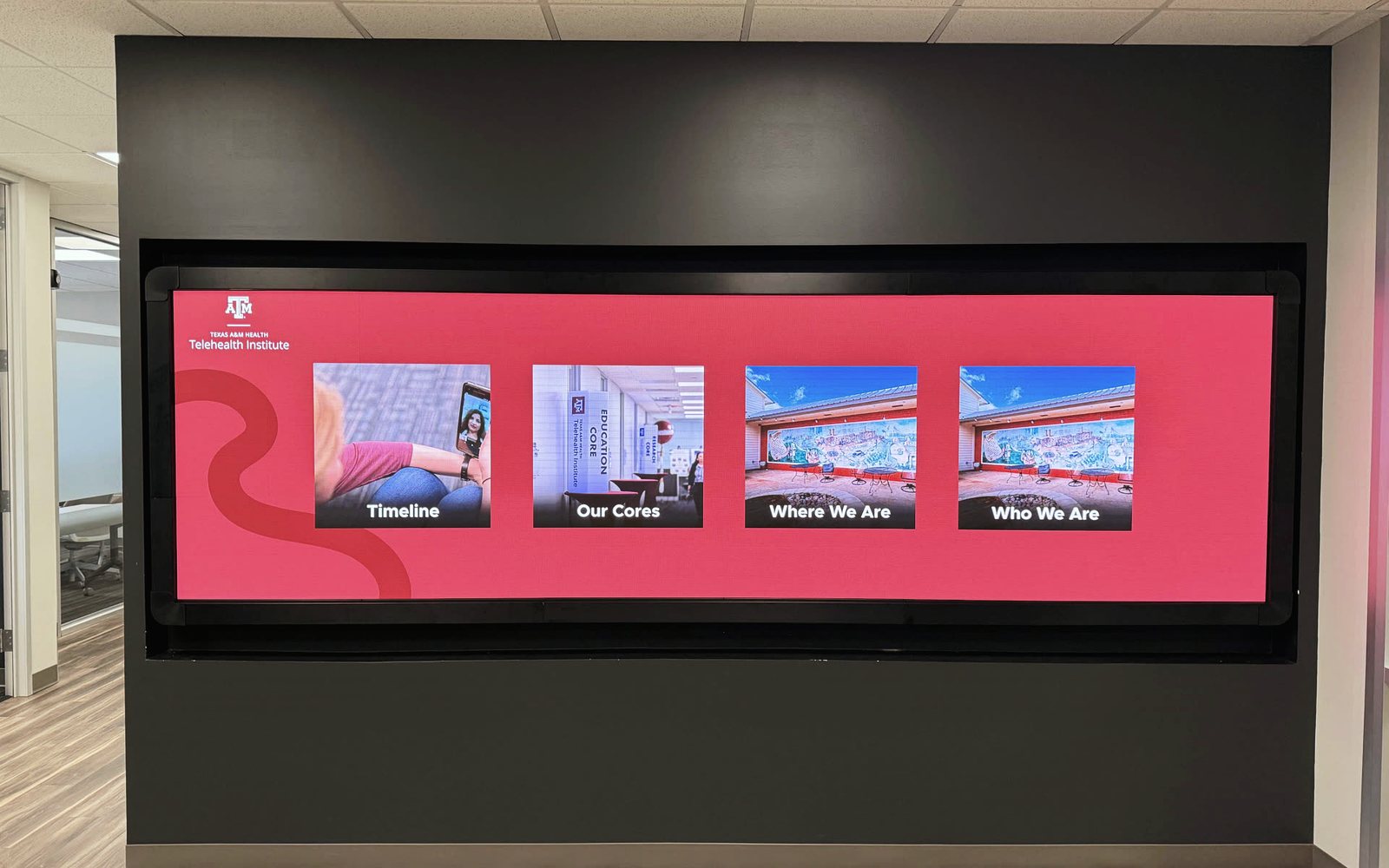 Large multi-panel video wall installation