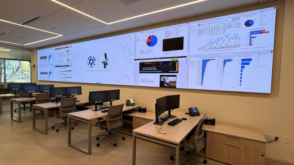 Texas Cancer Interception Institute command center audiovisual installation by Taurus Technologies